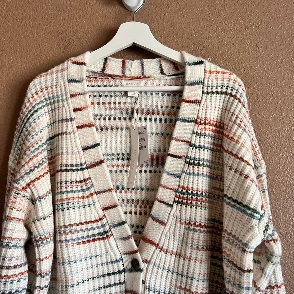 Caslon Nordstrom Cozy Multicolor Knit Cardigan Button Up Sweater Size 1X NWT - Picture 3 of 12
